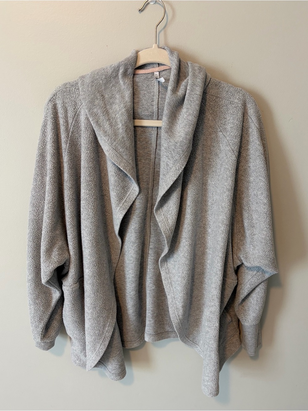 Z Supply Light Gray Open-Front Draped Shawl Collar Cardigan